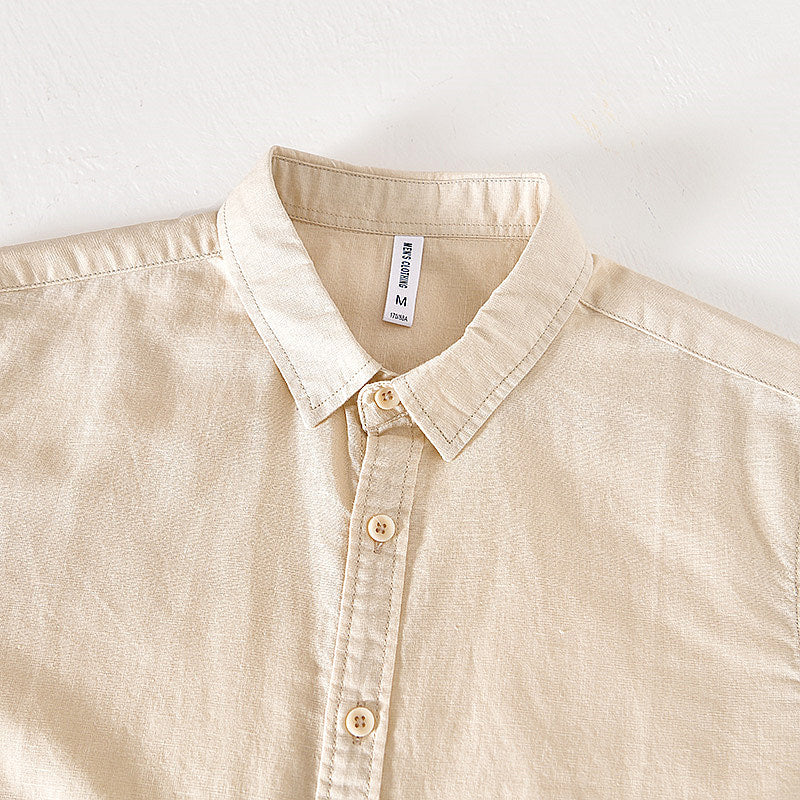 Cotton Linen Retro Casual Short Sleeved Shirt