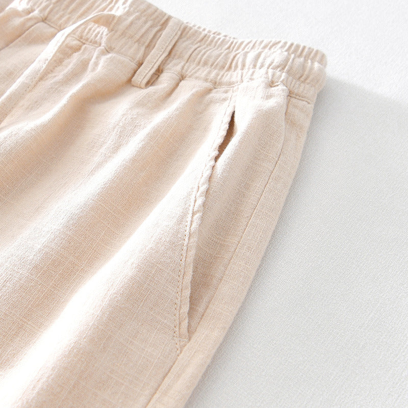 Ramie Basic Casual Straight Pant