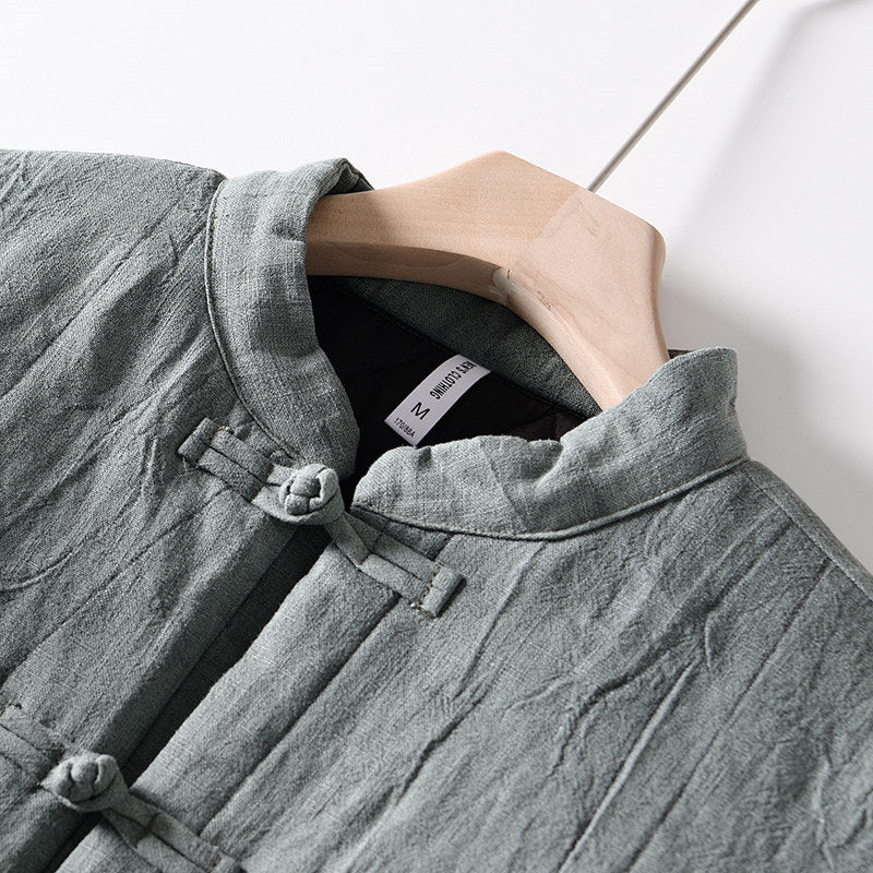 Ramie Stand Collar Thickened Jacket