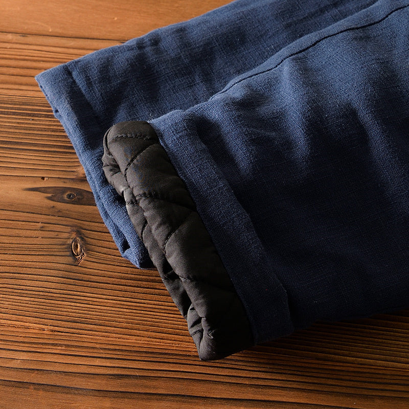 Ramie Elastic Waist Warm Pants