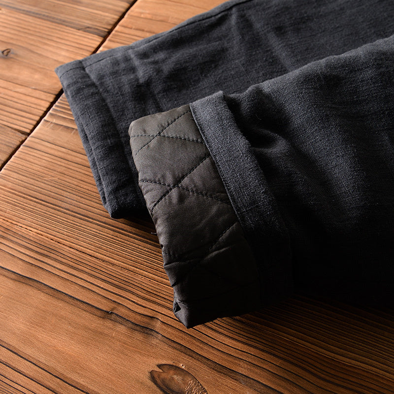 Ramie Elastic Waist Warm Pants