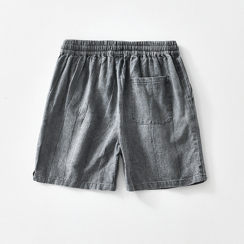 Ramie Distressed Casual Drawstring Shorts
