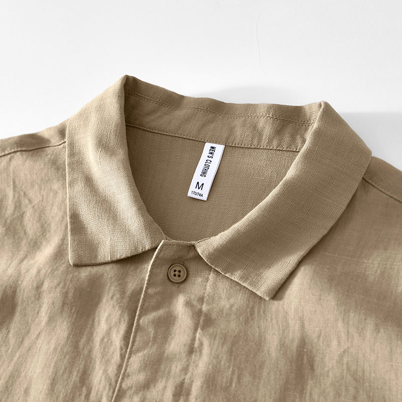 Basic Linen Casual Short Sleeve Shirt
