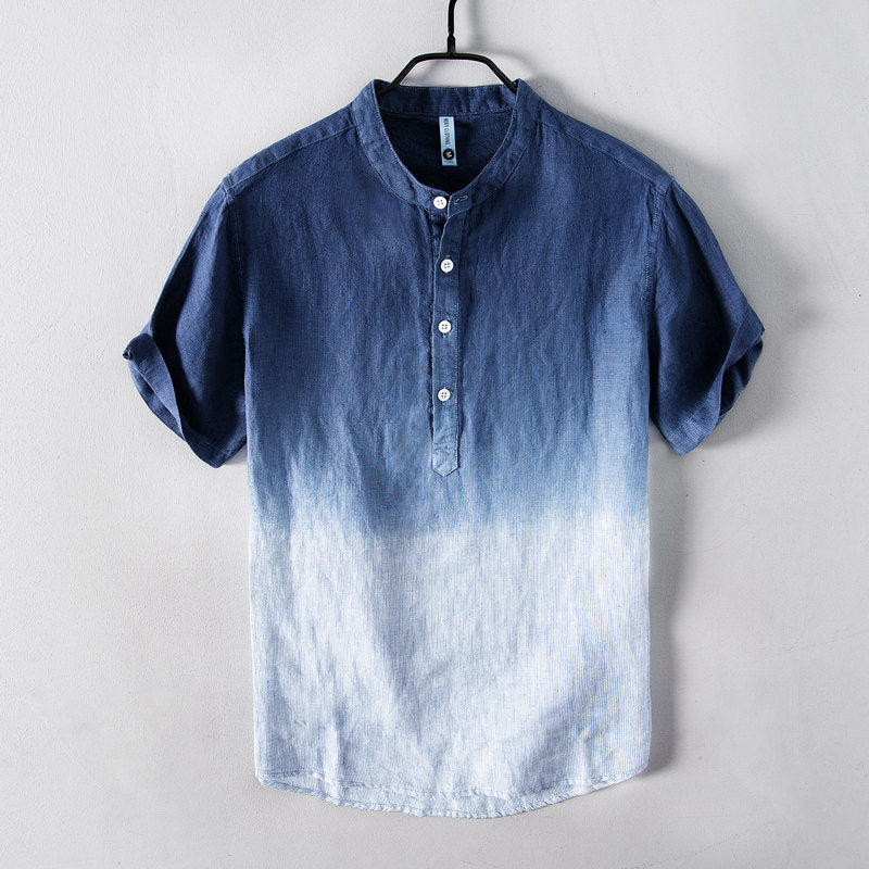 Pure Linen Ombre Short Sleeve Shirt