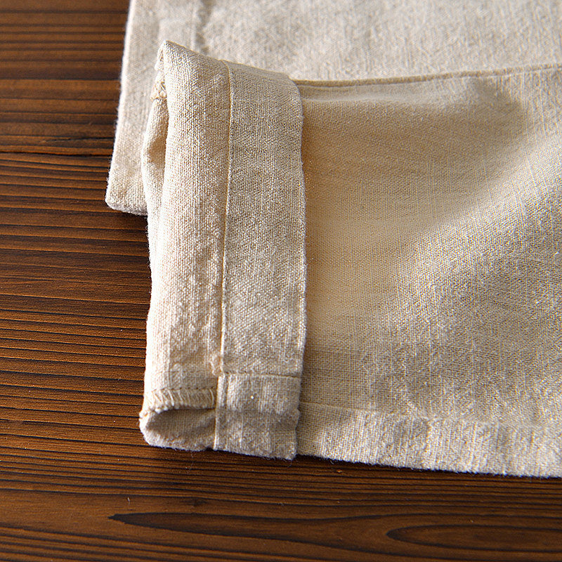 Cotton Ramie Loose Drawstring Casual Pants