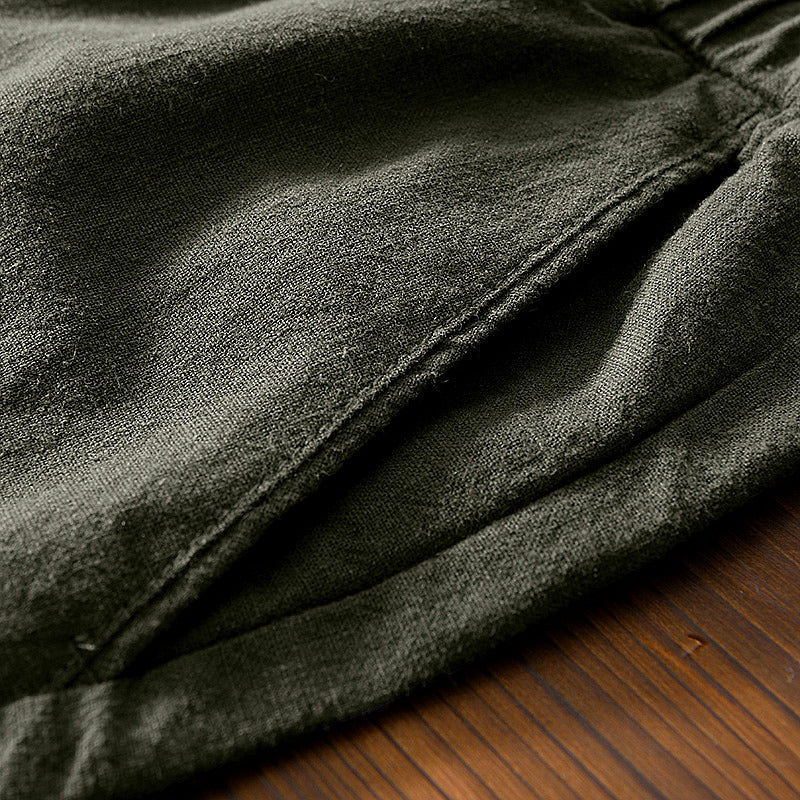 Cotton Ramie Loose Drawstring Casual Pants