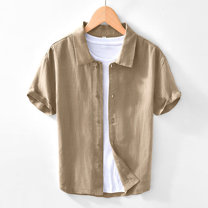 Basic Linen Casual Short Sleeve Shirt