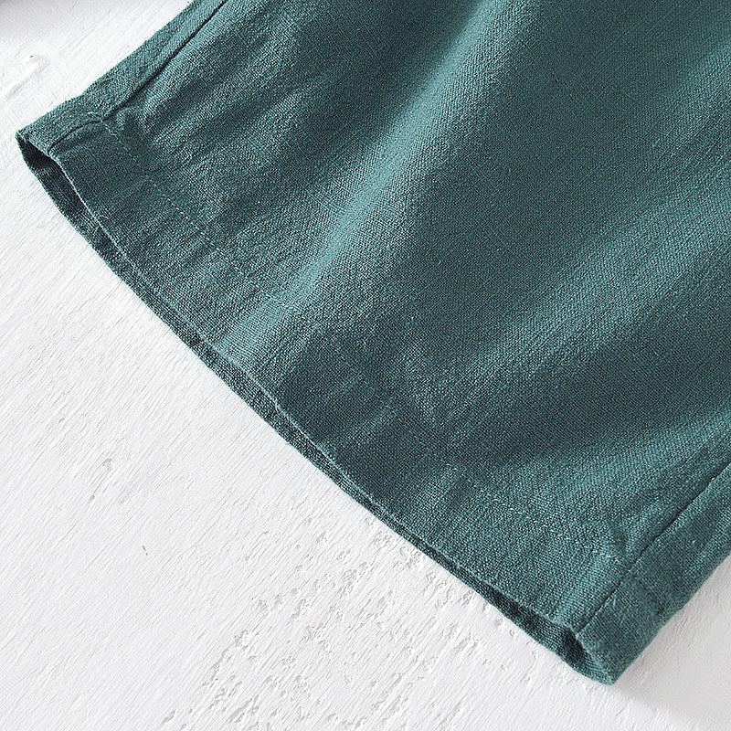 Cotton Linen Drawstring Loose Solid Shorts