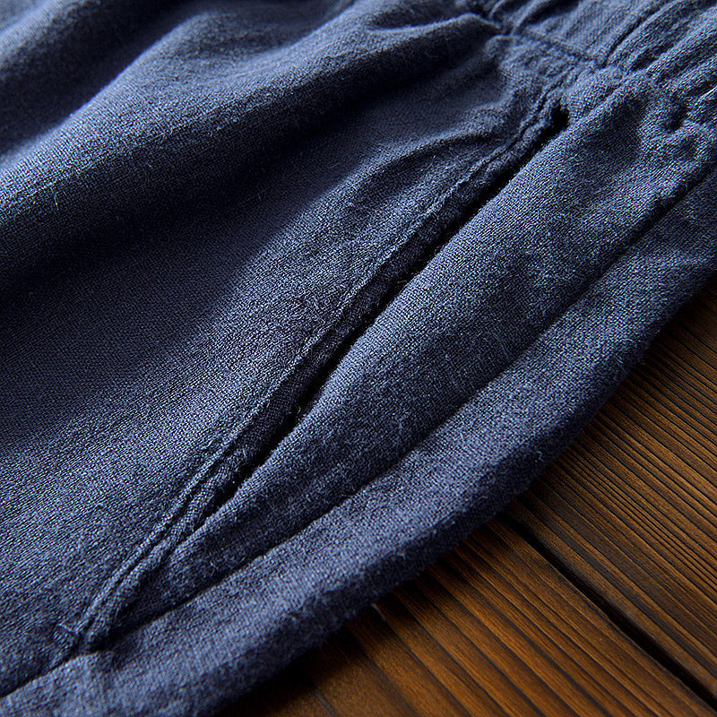 Cotton Ramie Loose Drawstring Casual Pants
