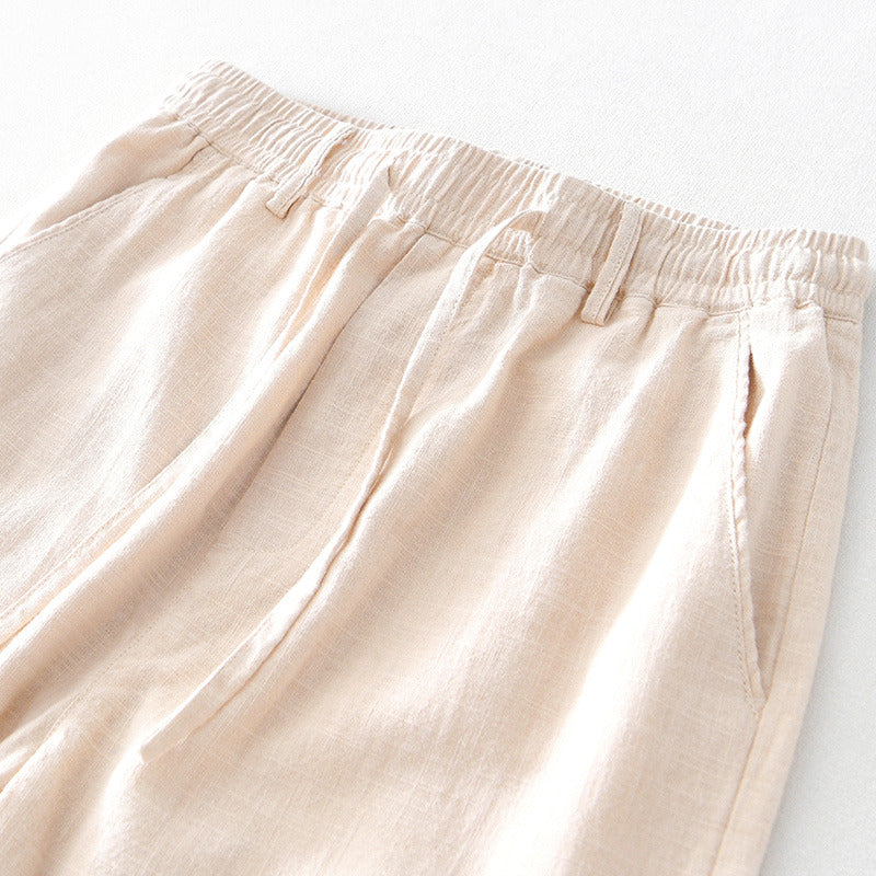 Ramie Basic Casual Straight Pant
