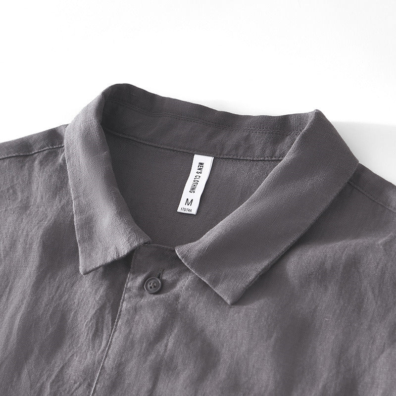 Basic Linen Casual Short Sleeve Shirt
