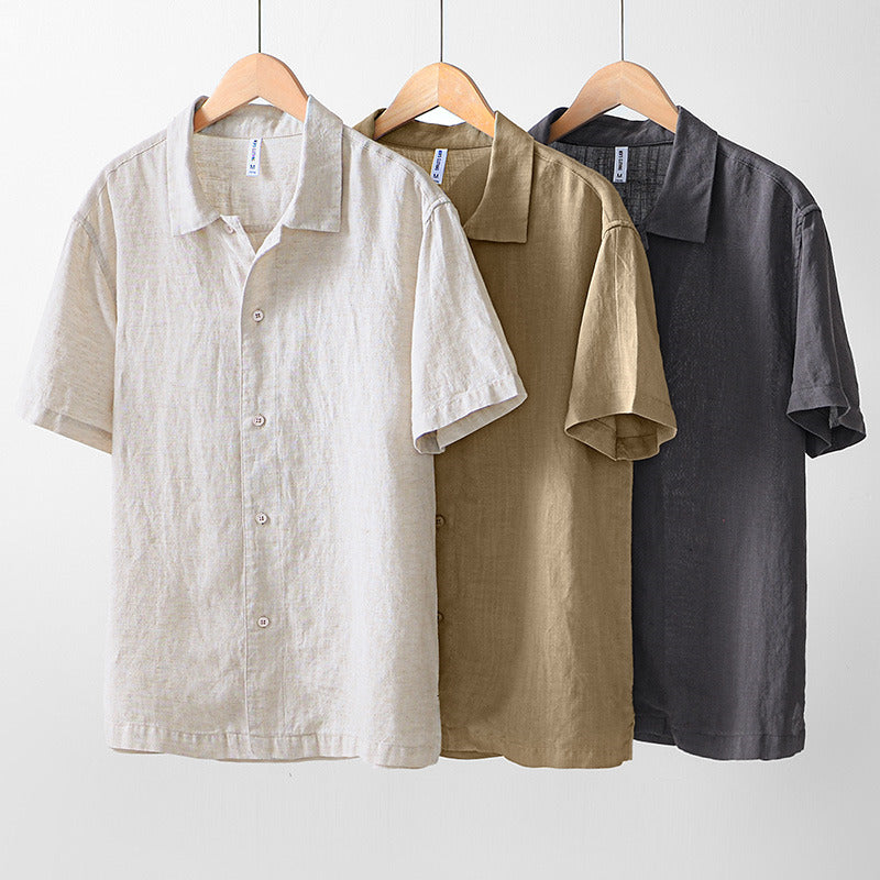 Basic Linen Casual Short Sleeve Shirt