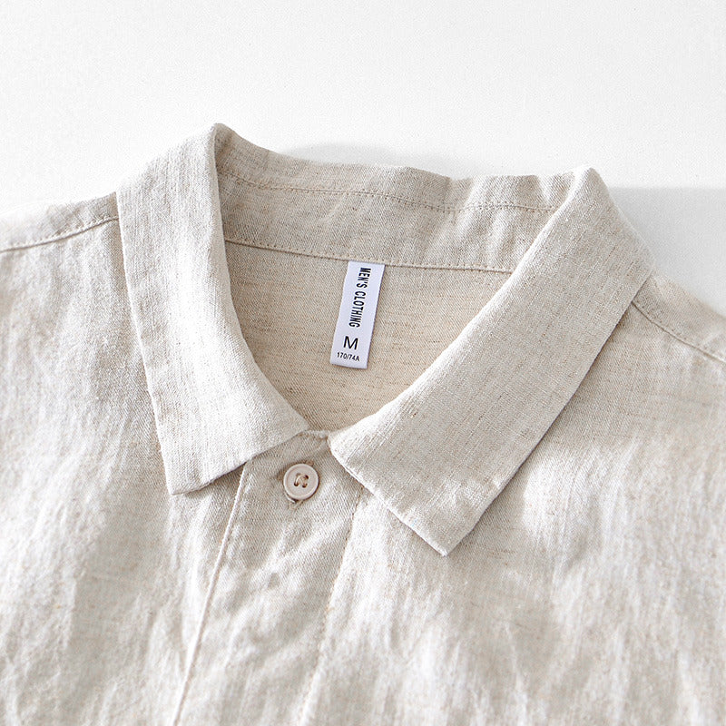 Basic Linen Casual Short Sleeve Shirt