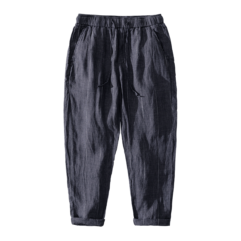 Pure Linen Striped Casual Pants