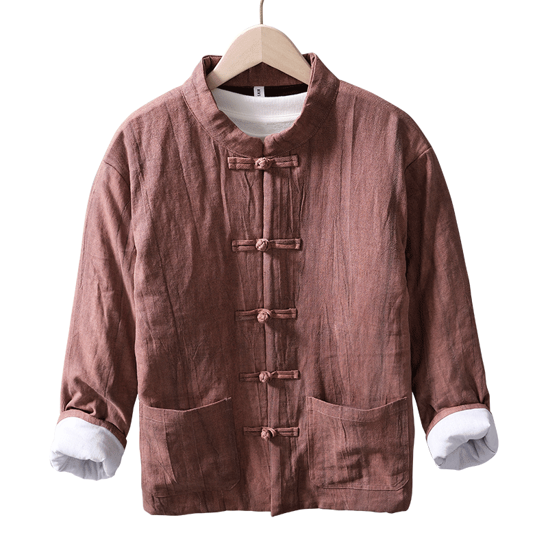 Ramie Stand Collar Thickened Jacket