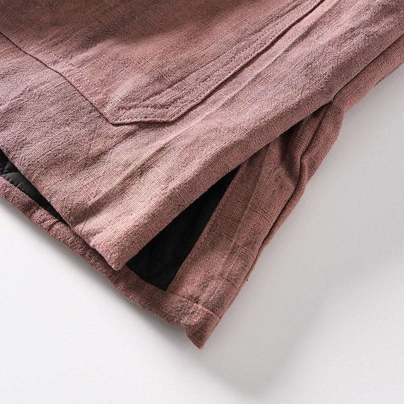 Ramie Stand Collar Thickened Jacket