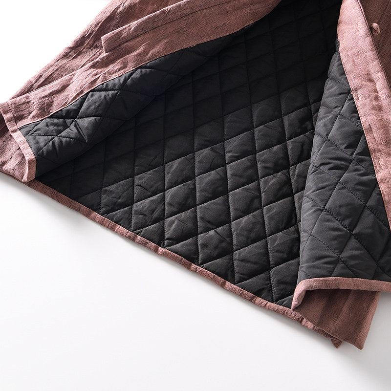 Ramie Stand Collar Thickened Jacket