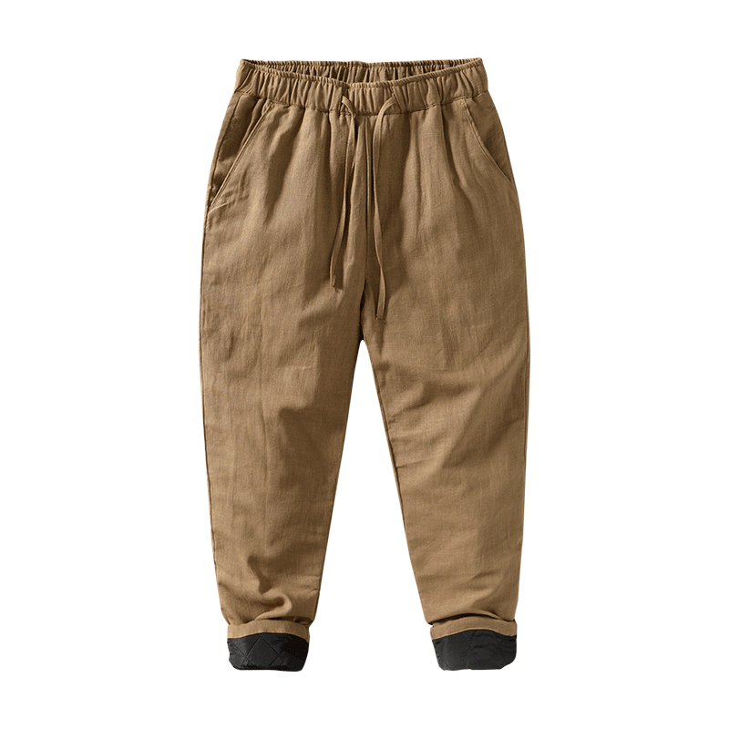 Ramie Elastic Waist Warm Pants
