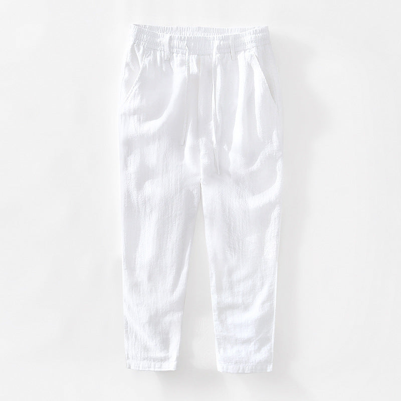 Ramie Basic Casual Straight Pant