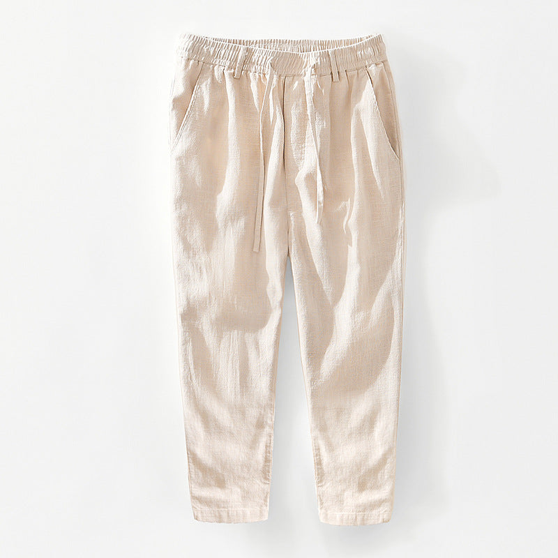 Ramie Basic Casual Straight Pant