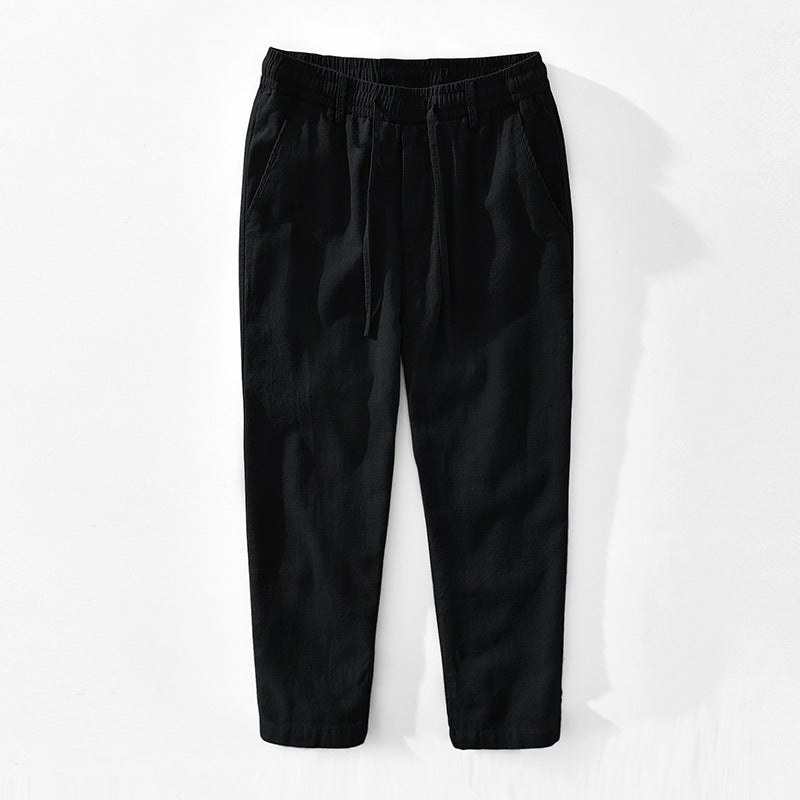 Ramie Basic Casual Straight Pant