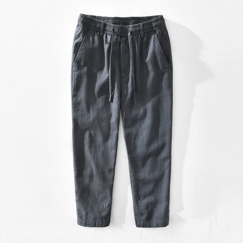 Ramie Basic Casual Straight Pant