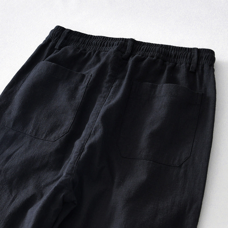 Ramie Basic Casual Straight Pant