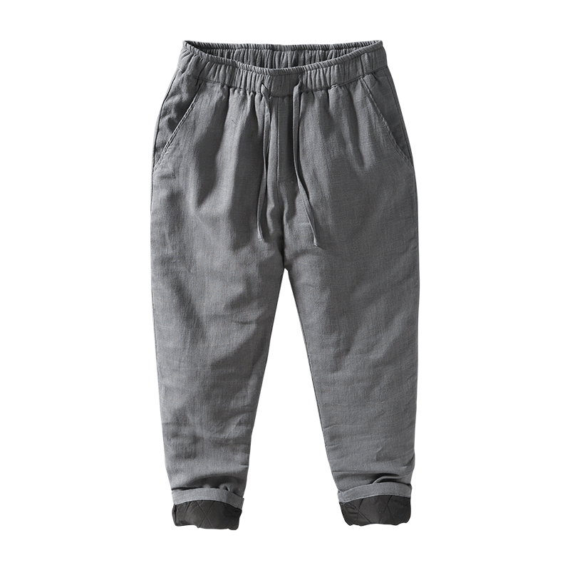 Ramie Elastic Waist Warm Pants