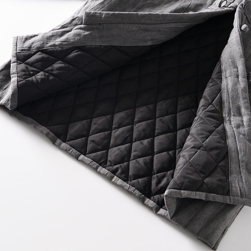 Ramie Stand Collar Thickened Jacket
