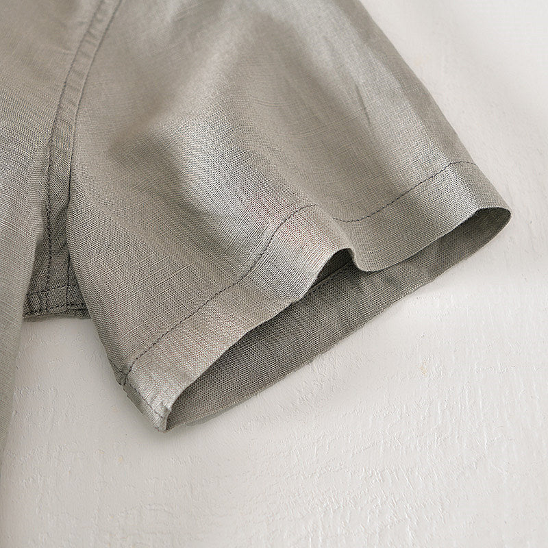 Cotton Linen Retro Casual Short Sleeved Shirt