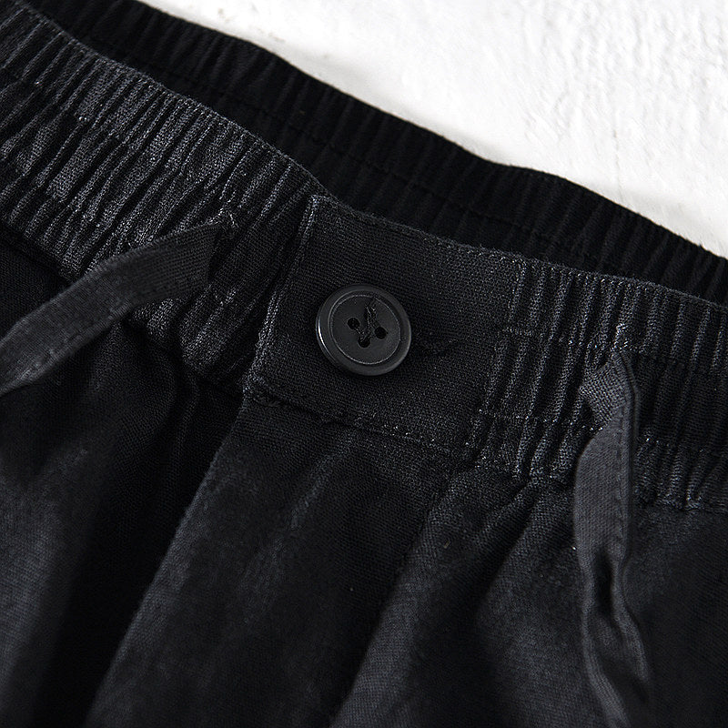 Cotton Ramie Thin Casual Cropped Pants
