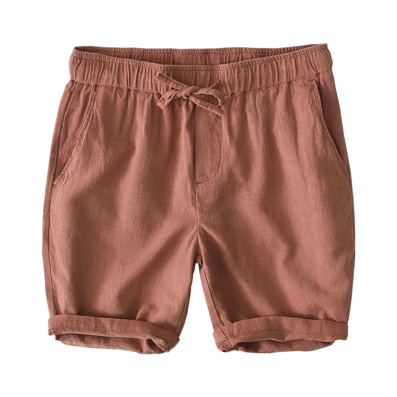 Cotton Linen Drawstring Loose Solid Shorts