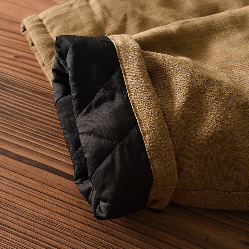 Ramie Elastic Waist Warm Pants