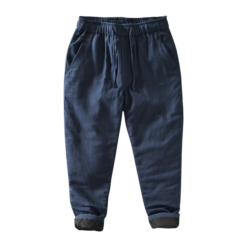 Ramie Elastic Waist Warm Pants