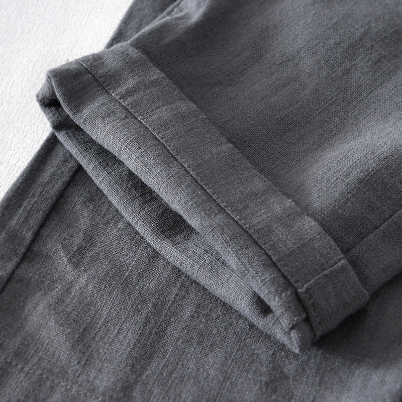 Ramie Basic Casual Straight Pant