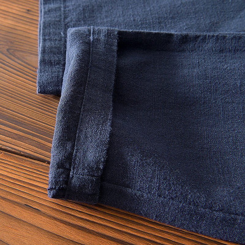 Cotton Ramie Loose Drawstring Casual Pants