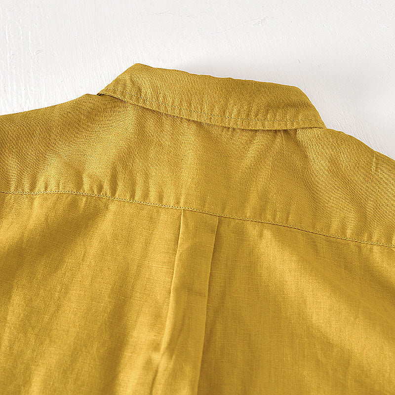 Cotton Linen Retro Casual Short Sleeved Shirt