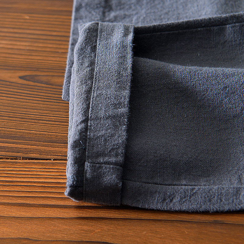 Cotton Ramie Loose Drawstring Casual Pants