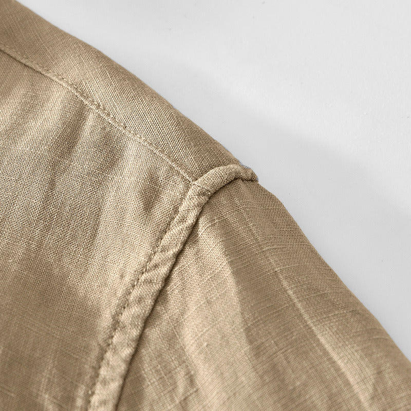 Basic Linen Casual Short Sleeve Shirt