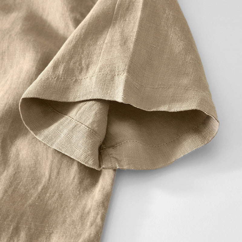 Basic Linen Casual Short Sleeve Shirt
