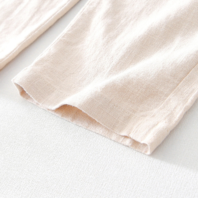 Ramie Basic Casual Straight Pant