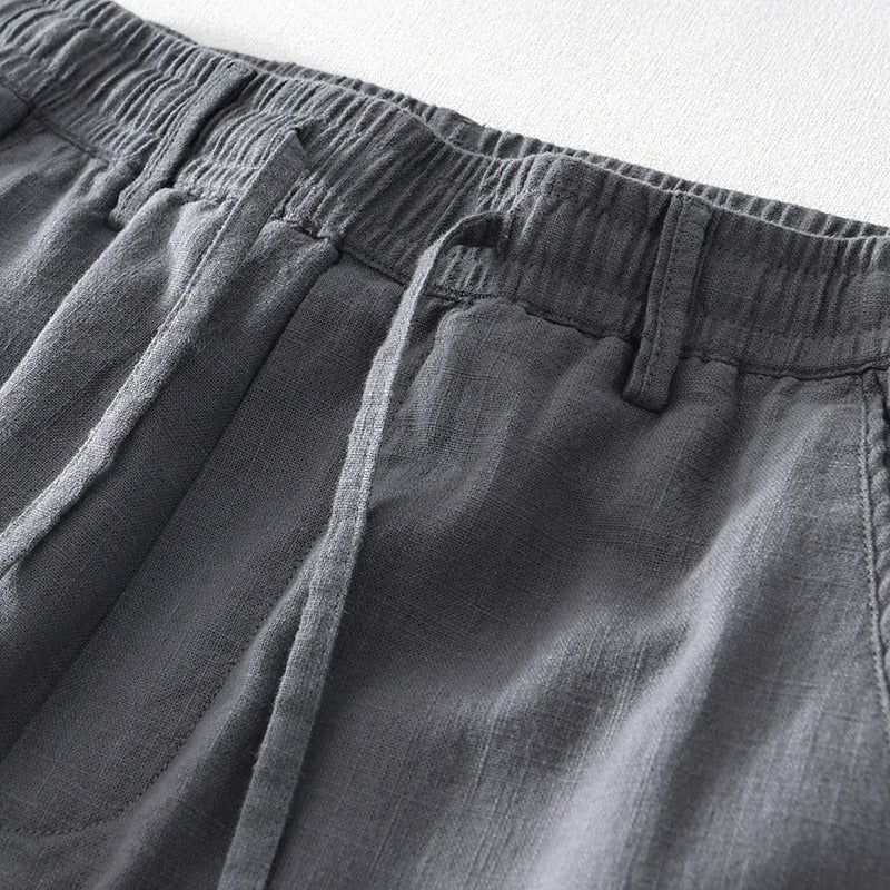 Ramie Basic Casual Straight Pant