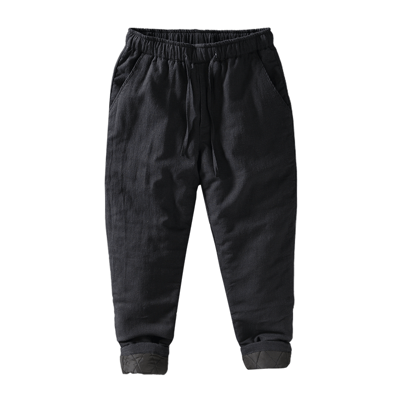 Ramie Elastic Waist Warm Pants