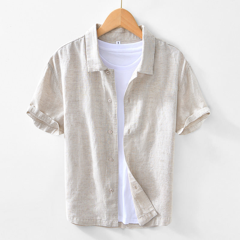 Basic Linen Casual Short Sleeve Shirt