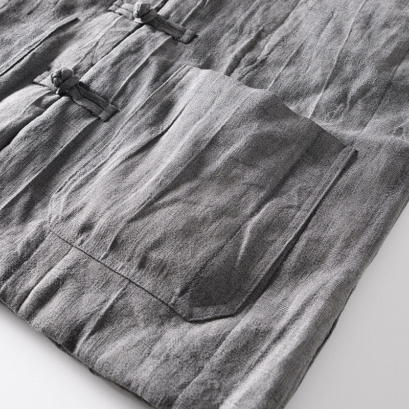 Ramie Stand Collar Thickened Jacket